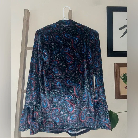 We the Free velvet paisley print long bell sleeve top - Picture 2 of 7